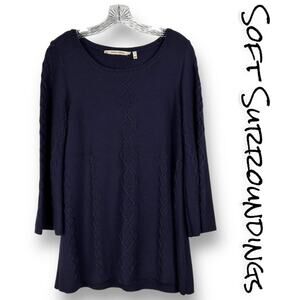 Soft Surroundings Purple Cable Knit Chunky Oversized Sweater Womens Size Small